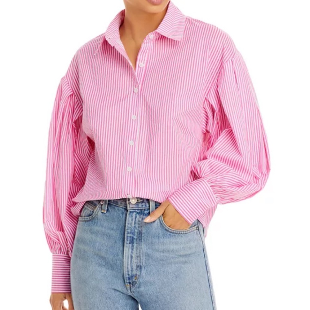 Aqua Puff Sleeve Button Down Shirt. Brand NWT. Size XS